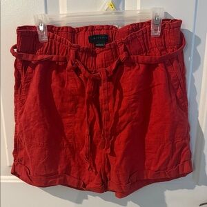 Sanctuary High Waist Red Women's pull on Shorts with belted tie linen blend